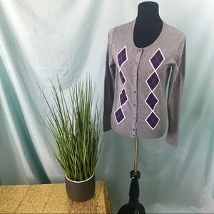 MERONA argyle cardigan size medium